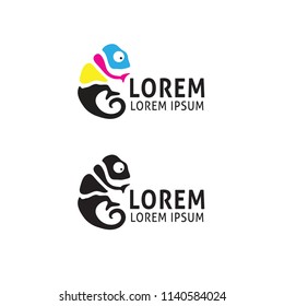 Logotype with CMYK chameleon.