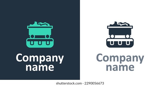 Logotype Coal train wagon icon isolated on white background. Rail transportation. Logo design template element. Vector
