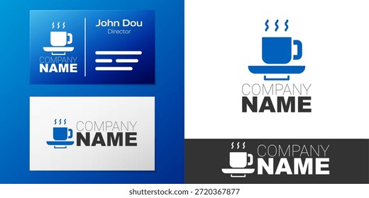 Logotype Coffee cup icon isolated on white background. Tea cup. Hot drink coffee. Logo design template element. Vector