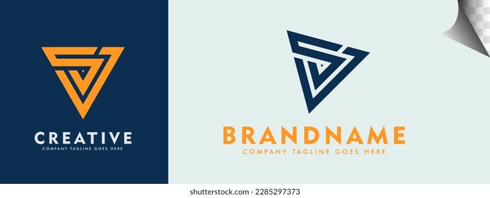 logotype combination initial letter S V triangle shape. brand identity logos vector, modern logo, Logo Designs Vector Illustration Template