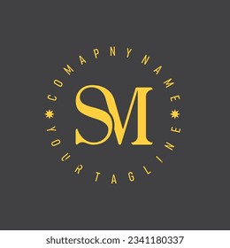 logotype combination letter SN, MS, S, M abstract letters logo monogram with round text for tagline and company name