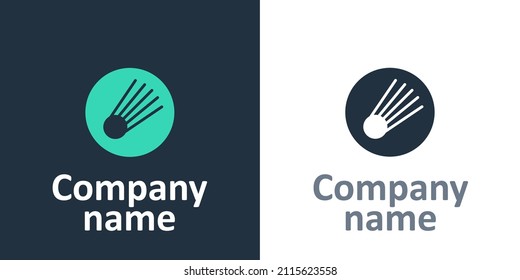 Logotype Comet falling down fast icon isolated on white background. Logo design template element. Vector