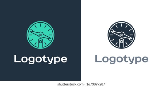 Icono de la brújula del logotipo aislado en fondo blanco. Símbolo de navegación de Windrose. Signo de rosa eólica. Elemento de plantilla de diseño del logotipo.  Ilustración vectorial