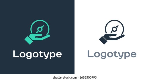 Logotype Compass icon isolated on white background. Windrose navigation symbol. Wind rose sign. Logo design template element. Vector Illustration