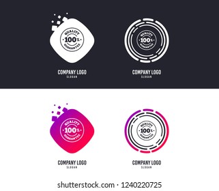 Logotype concept. 100% quality guarantee sign icon. Premium quality symbol. Logo design. Colorful buttons with icons. Vector