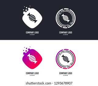 Logotype concept. Candy icon. Sweet food sign. Logo design. Colorful buttons with icons. Vector