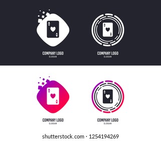 Logotype Concept. Casino Sign Icon. Playing Card Symbol. Ace Of Hearts. Logo Design. Colorful Buttons With Icons. Vector