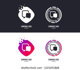 Logotype concept. Chat sign icon. Speech bubble symbol. Communication chat bubble. Logo design. Colorful buttons with icons. Chat logo vector