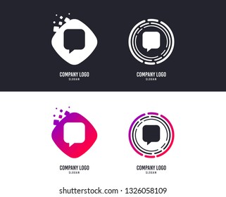 Logotype concept. Chat sign icon. Speech bubble symbol. Communication chat bubbles. Logo design. Colorful buttons with icons. Vector