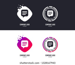 Logotype concept. Chat sign icon. Speech bubble symbol. Communication chat bubble. Logo design. Colorful buttons with icons. Vector
