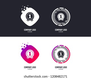 Logotype concept. First place award sign icon. Prize for winner symbol. Logo design. Colorful buttons with winner icons. Vector