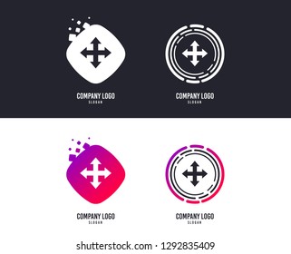 Logotype concept. Fullscreen sign icon. Arrows symbol. Icon for App. Logo design. Colorful buttons with icons. Vector