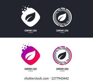 Logotype concept. Leaf sign icon. Fresh natural product symbol. Logo design. Colorful buttons with icons. Vector