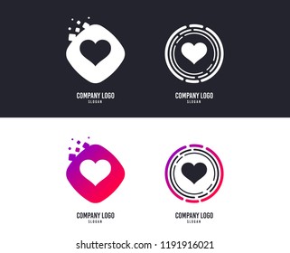 Logotype concept. Love icon. Heart sign symbol. Logo design. Colorful buttons with icons. Vector