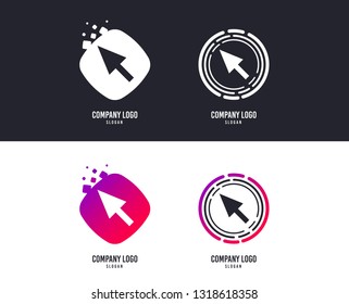 Logotype concept. Mouse cursor sign icon. Pointer symbol. Logo design. Colorful buttons with icons. Vector