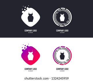 Logotype concept. Pregnant woman dress sign icon. Maternity clothing symbol Logo design. Colorful buttons with icons. Vector