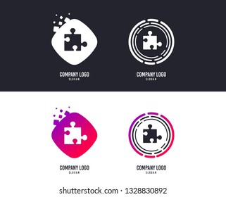 Logotype concept. Puzzle piece sign icon. Strategy symbol. Logo design. Colorful buttons with icons. Vector