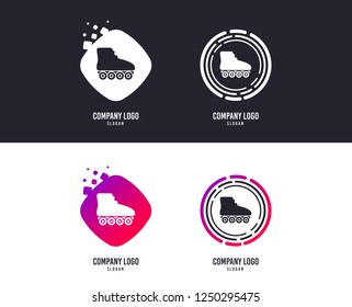 Logotype concept. Roller skates sign icon. Rollerblades symbol. Logo design. Colorful buttons with icons. Vector