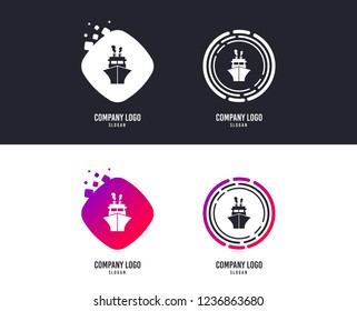 Logotype concept. Ship or boat sign icon. Shipping delivery symbol. Logo design. Colorful buttons with icons. Vector