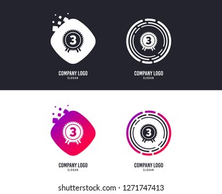 Logotype concept. Third place award sign icon. Prize for winner symbol. Logo design. Colorful buttons with icons. Vector