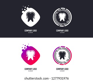 Logotype concept. Tooth enamel protection sign icon. Dental toothpaste care symbol. Healthy teeth. Logo design. Colorful buttons with icons. Vector