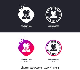 Logotype concept. Tooth implant icon. Dental endosseous implant sign. Dental care symbol. Logo design. Colorful buttons with icons. Vector
