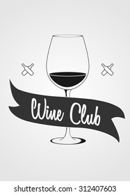 Logotype concept with wine glass and banner with wine club titling