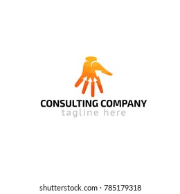 Logotype consulting company hand with arrows, logo vector for law, lawyer, security
