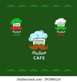 Logotype with cook cap, cloud and mustache