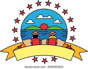 Logo Ein Paar sitzt am Strand