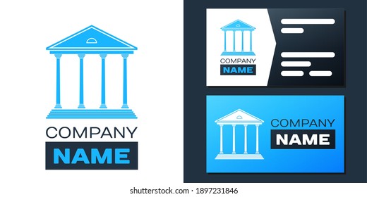 Logotype Courthouse building icon isolated on white background. Building bank or museum. Logo design template element. Vector.