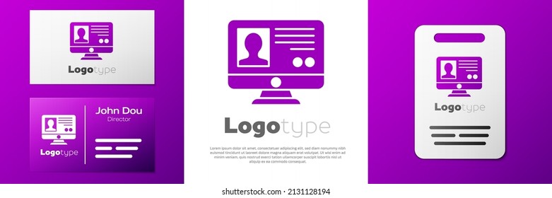 Logotype Create account screen icon isolated on white background. Logo design template element. Vector