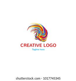 Logotype creative . People woman head, hair logo vector for design agency, idea, sensation, art studio