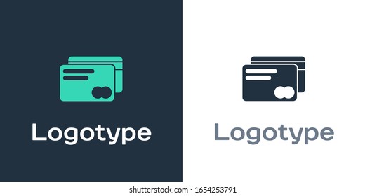 Logotype Credit card icon isolated on white background. Online payment. Cash withdrawal. Financial operations. Shopping sign. Logo design template element. Vector Illustration