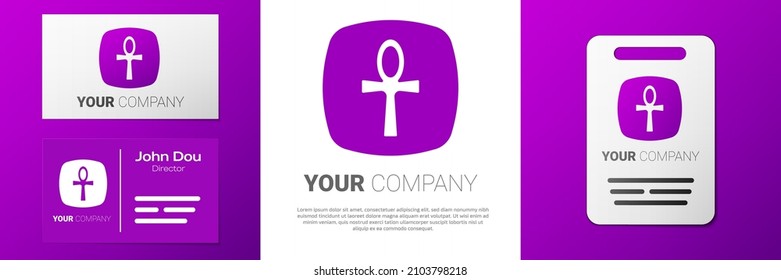 Logotype Cross ankh icon isolated on white background. Egyptian word for life or symbol of immortality. Logo design template element. Vector