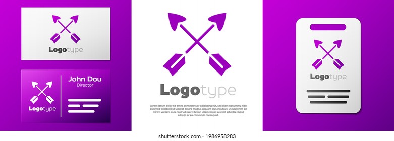 Logotype Crossed arrows icon isolated on white background. Logo design template element. Vector