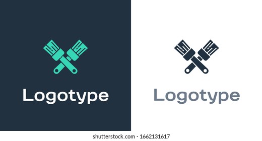 Logotype Crossed paint brush icon isolated on white background. Logo design template element. Vector Illustration