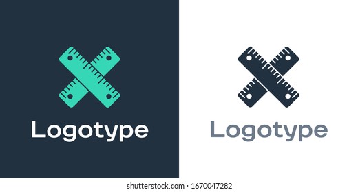 Logotype Crossed ruler icon isolated on white background. Straightedge symbol. Logo design template element. Vector Illustration