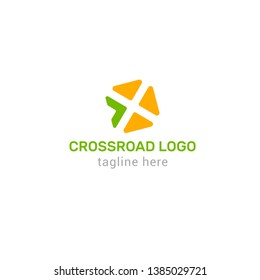 Logotype crossroad, logo vector for logistic, delivery, abstract, company, business, shop, medicine, cursor, arrow, navigation