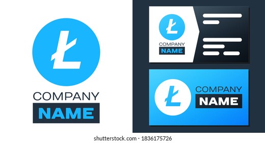 Logotype Kryptowährungsmünze Litecoin LTC Symbol einzeln auf weißem Hintergrund. Digitale Währung. Altcoin-Symbol. Blockchain-basierte sichere Kryptowährung. Logo-Design-Element. Vektorgrafik.