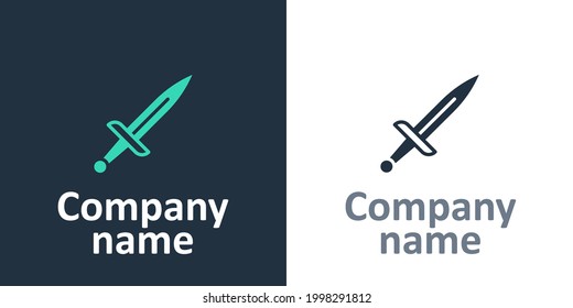 Logotype Dagger Symbol einzeln auf weißem Hintergrund. Knife-Symbol. Schwert mit scharfem Blade. Logo-Design-Element. Vektorgrafik