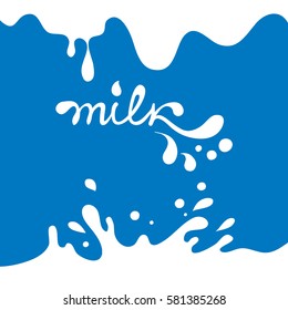 Logotype for dairy and milk product / Vector illustrations with drops and splashes, trademark, sign