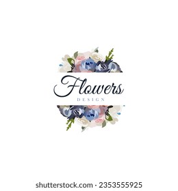 Logotype decorated colored wildflowers news