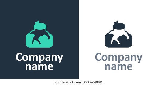 Logotype Deforestation icon isolated on white background. Chopping forest, destruction of wood. Danger for ecology and air pollution. Logo design template element. Vector