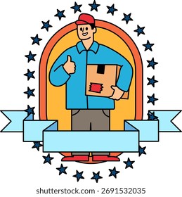 Logotipo de un repartidor lleva una caja de Percel