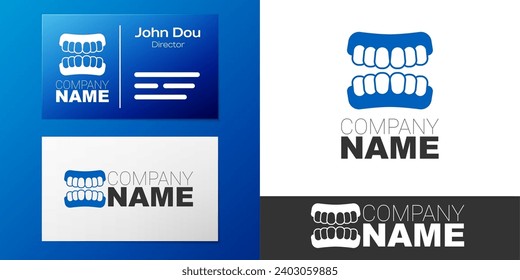 Logotype Dentures model icon isolated on white background. Teeth of the upper jaw. Dental concept. Logo design template element. Vector