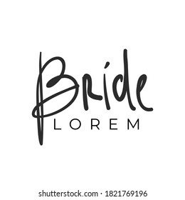 Diseño de logotipo sobre el concepto de Novia. texto con letras a mano con corazón para diseños de bodas, vestido de novia o cualquier empresa