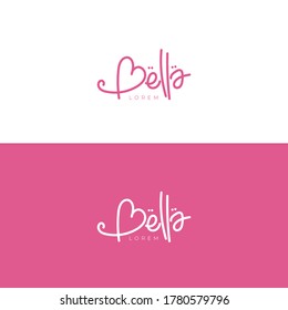 Logotype design with Bella naming with pink color for beauty or cosmetic logo