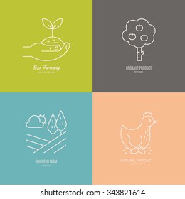 Logotype design with eco farming or bio product elements. Isolated and easy to edit logo template. Vector logo design series.