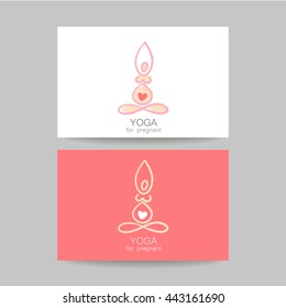  Logotype design template. Concept business card design. Idea for Yoga studio and classes for pregnant women.  Vector graphic illustration.